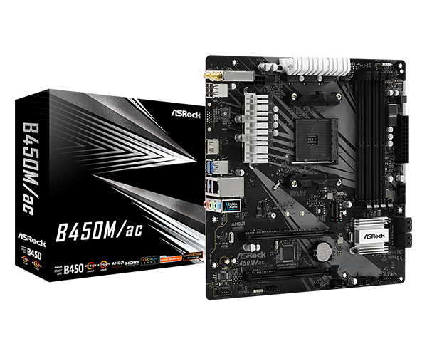 Placa Mae Asrock B450m/ac am4 - Asrock