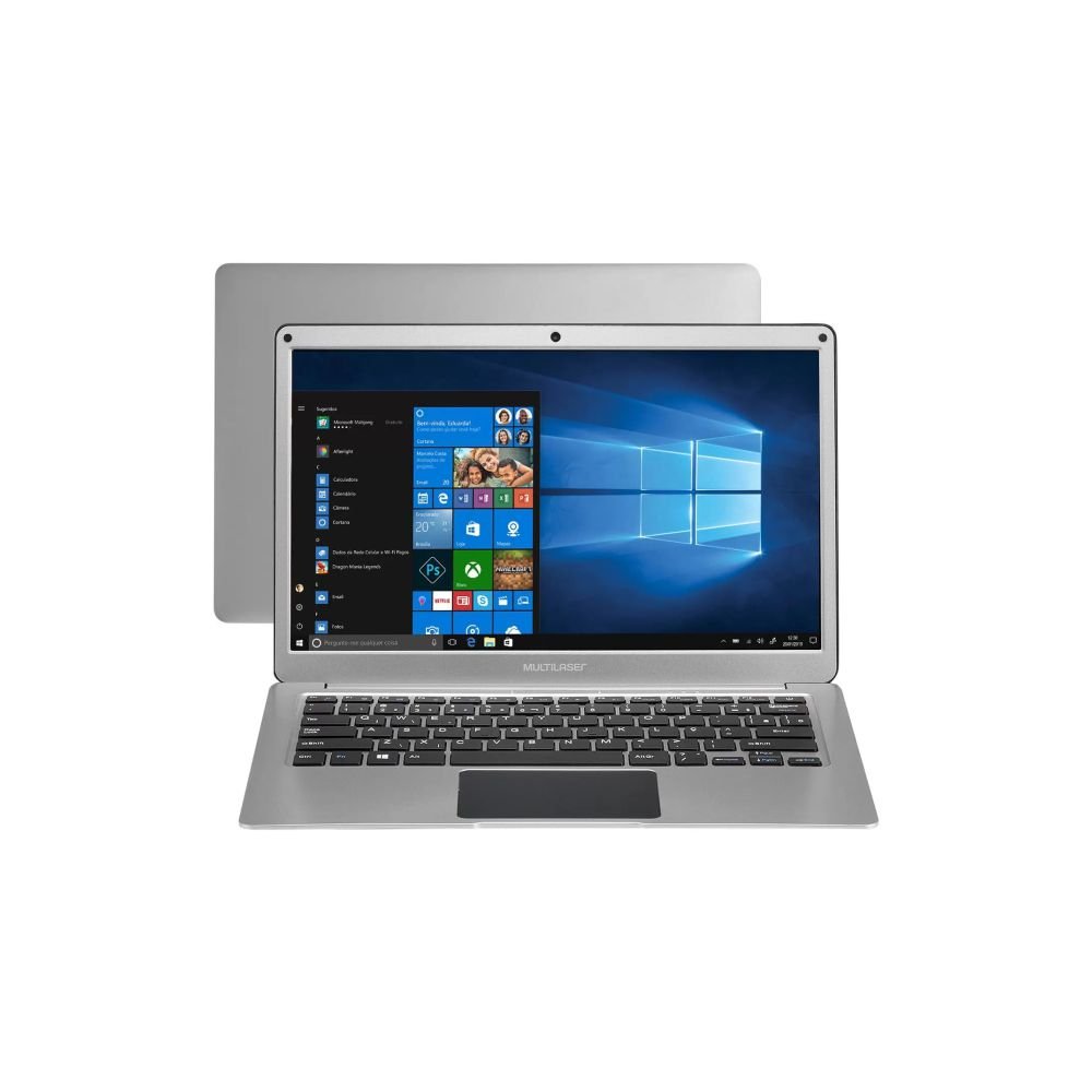 Notebook Multilaser Legacy Intel Dual Core Win 10 Home 32GB (expansível para 64GB via SSD) 4GB RAM 13,3" Prata - PC222