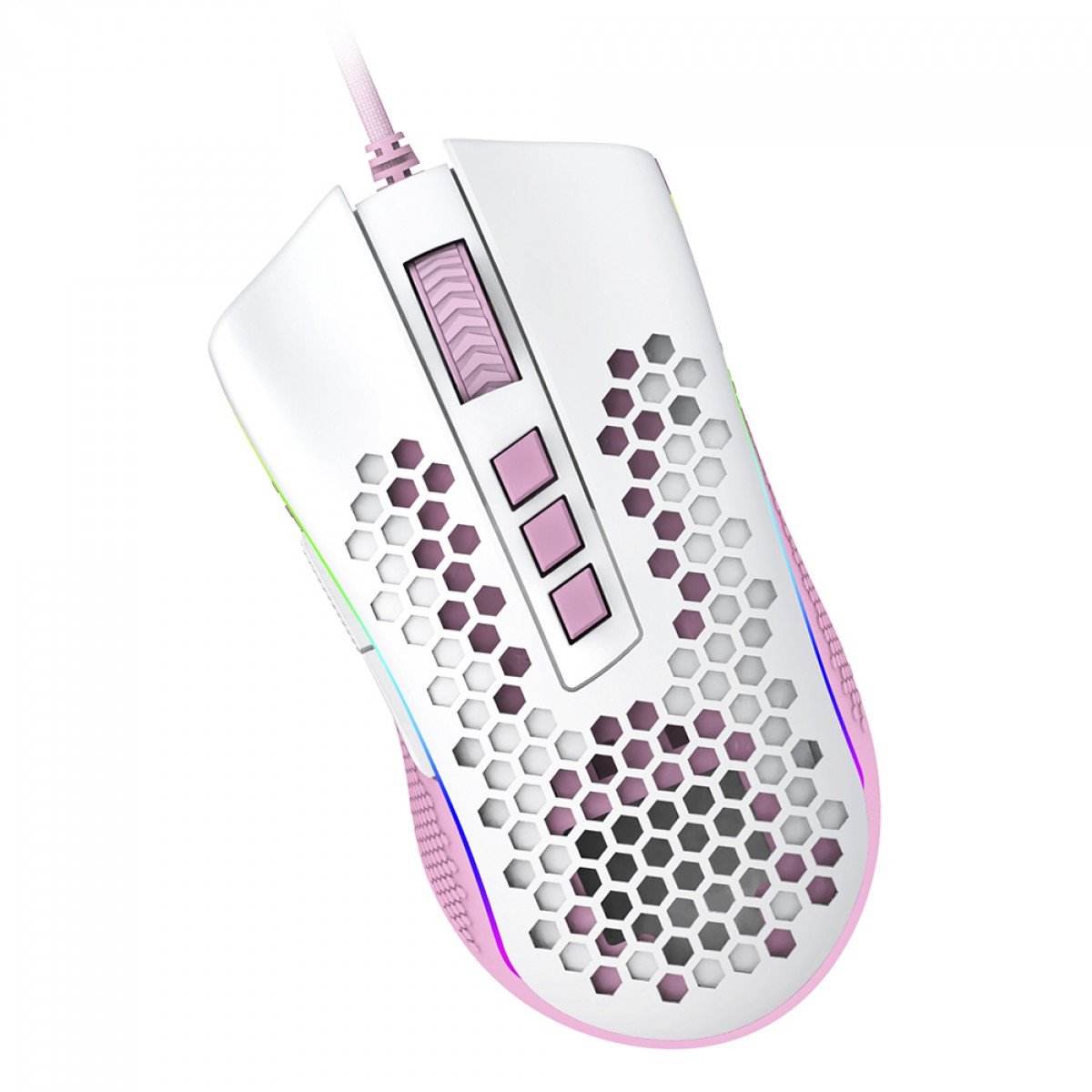 Mouse Gamer Redragon Storm RGB Branco e Rosa M808wp-RGB - Imagem 6