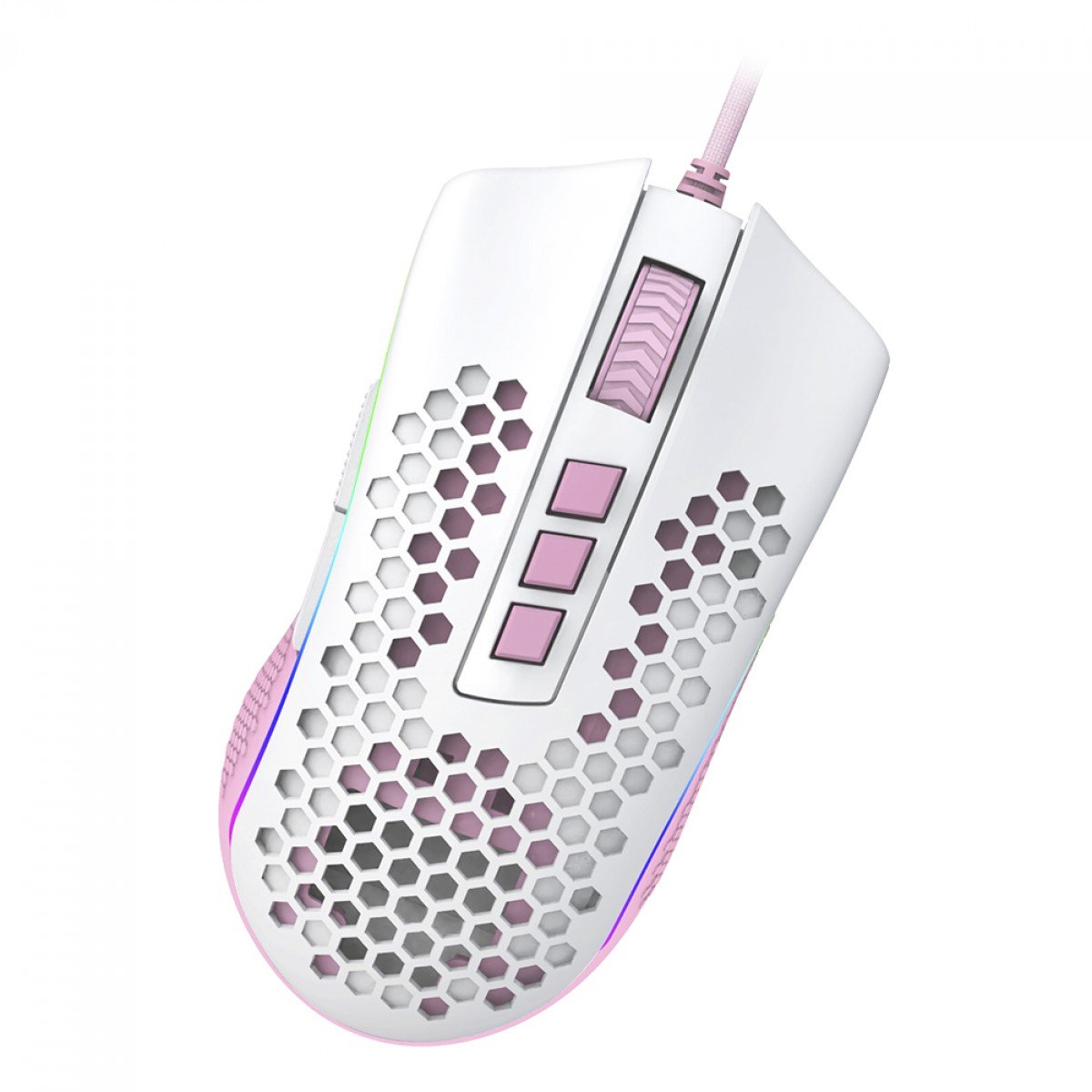 Mouse Gamer Redragon Storm RGB Branco e Rosa M808wp-RGB - Imagem 7