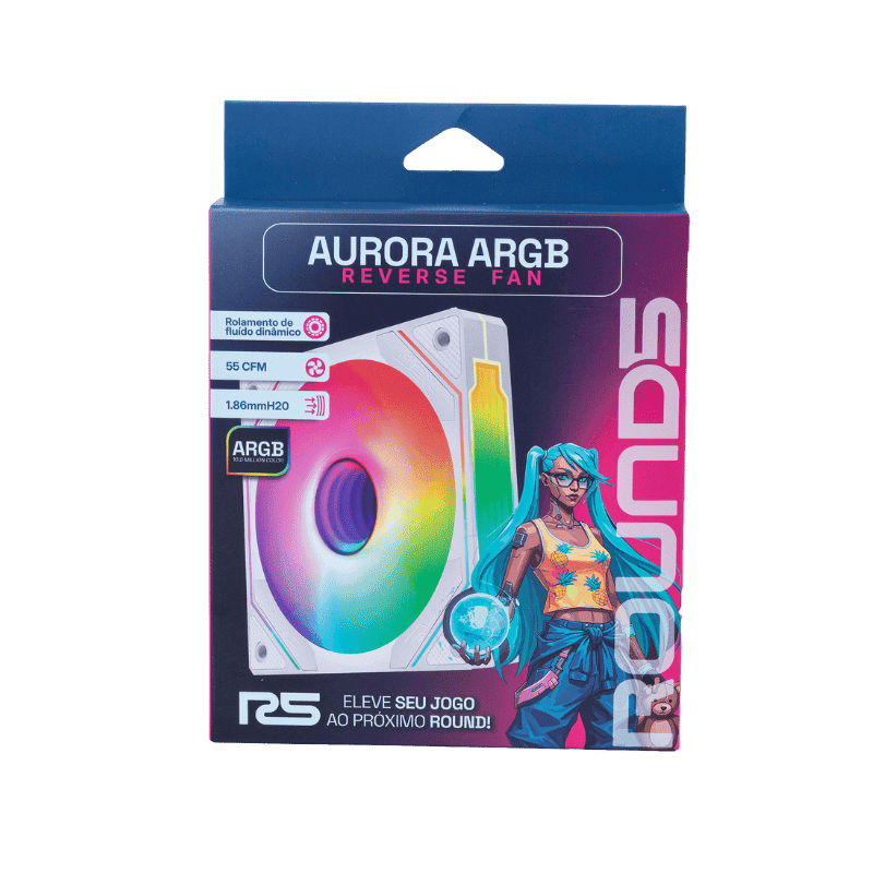 Cooler Fan 120mm Round5 Aurora Forward ARGB Branco -2193